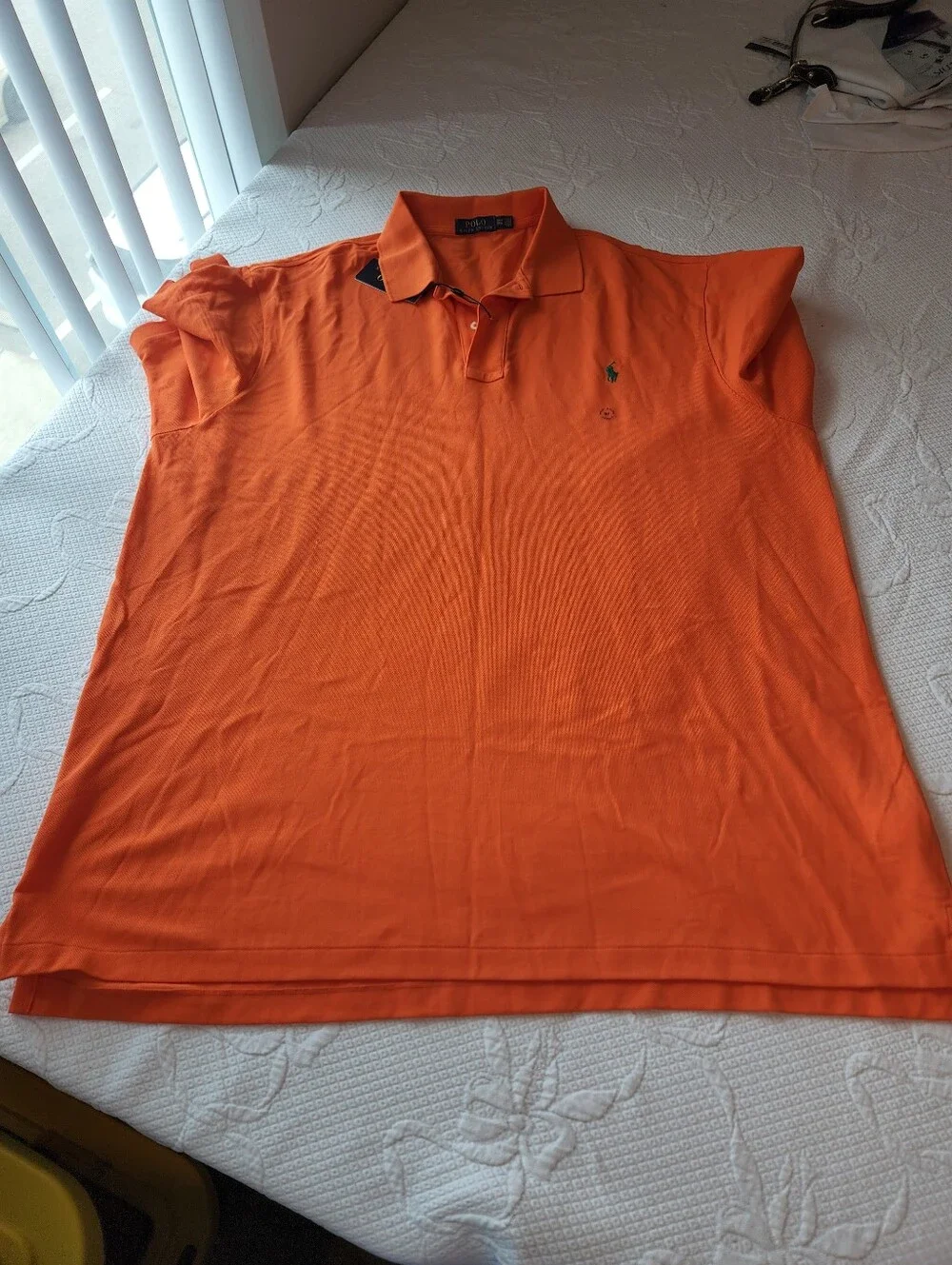 Ralph Lauren Orange Polo Shirt with Green Pony